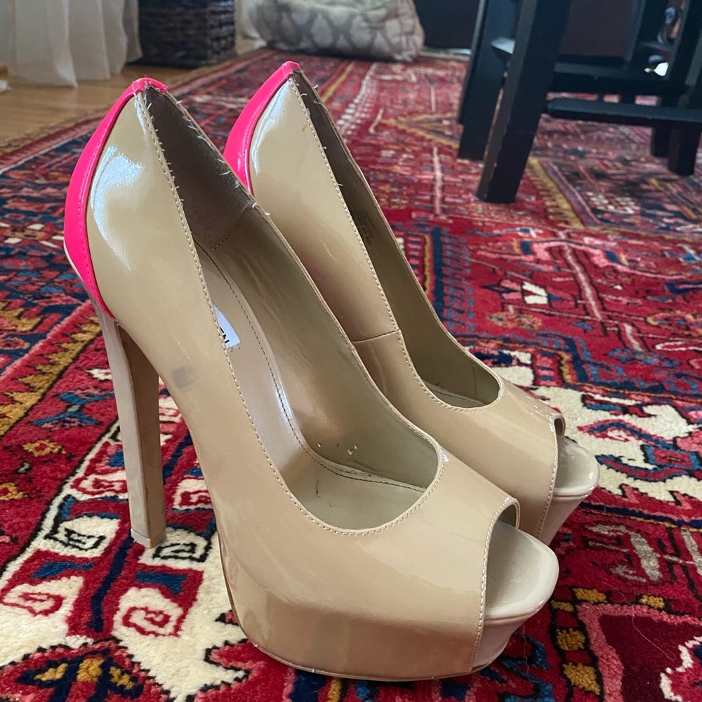 Tan Patent Leather Platform Heels